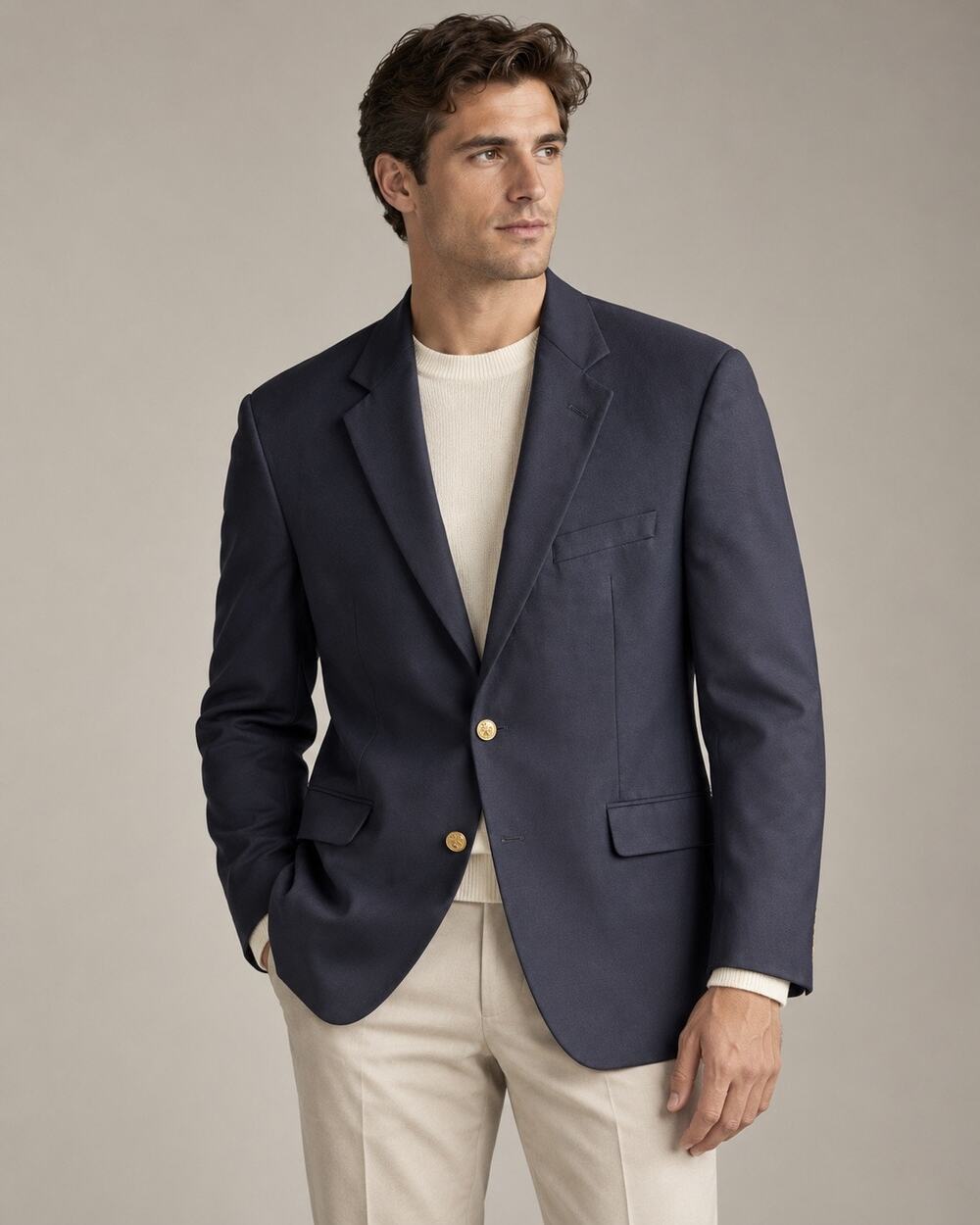 Brooks Brothers 1818 Madison Navy Wool Blazer Loro Piana Fabric 42L
